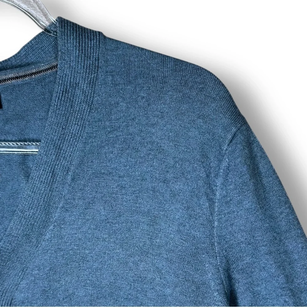 Banana Republic Mens Cardigan Sweater Sz M Silk Cashmere Blend V Neck Blue Casua